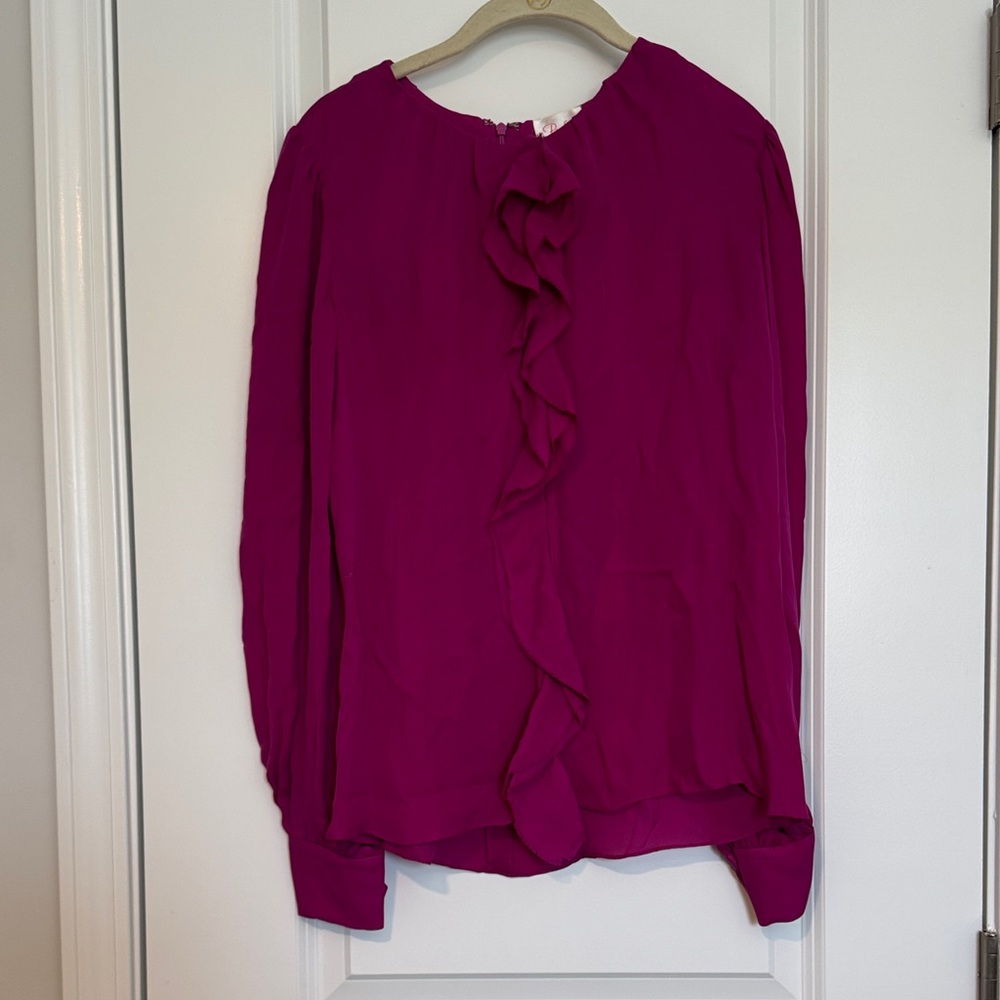 Parker Vibrant Magenta Ruffle Blouse
